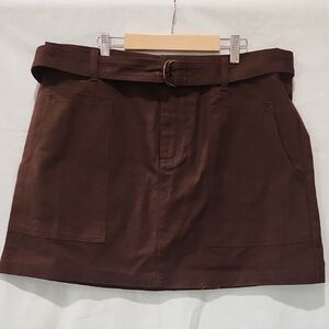 Woolrich Brown Belted Mini Skirt With Cargo Pockets